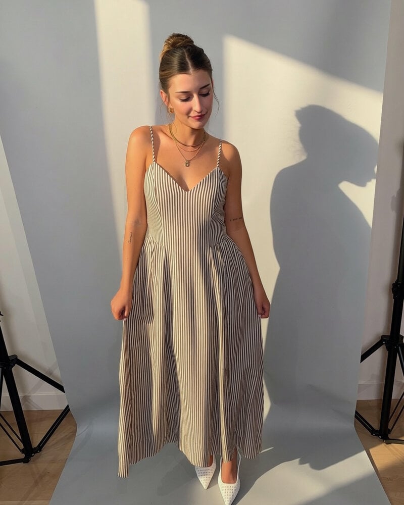 Ladiah Striped Maxi Dress | Brown