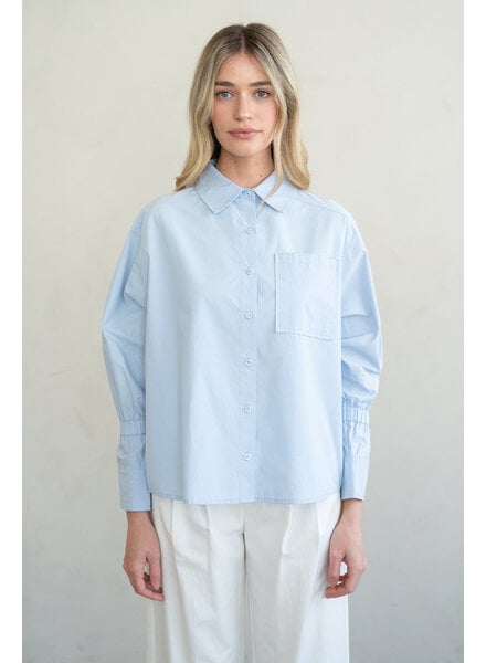 Gathered Sleeve Blouse | Blue