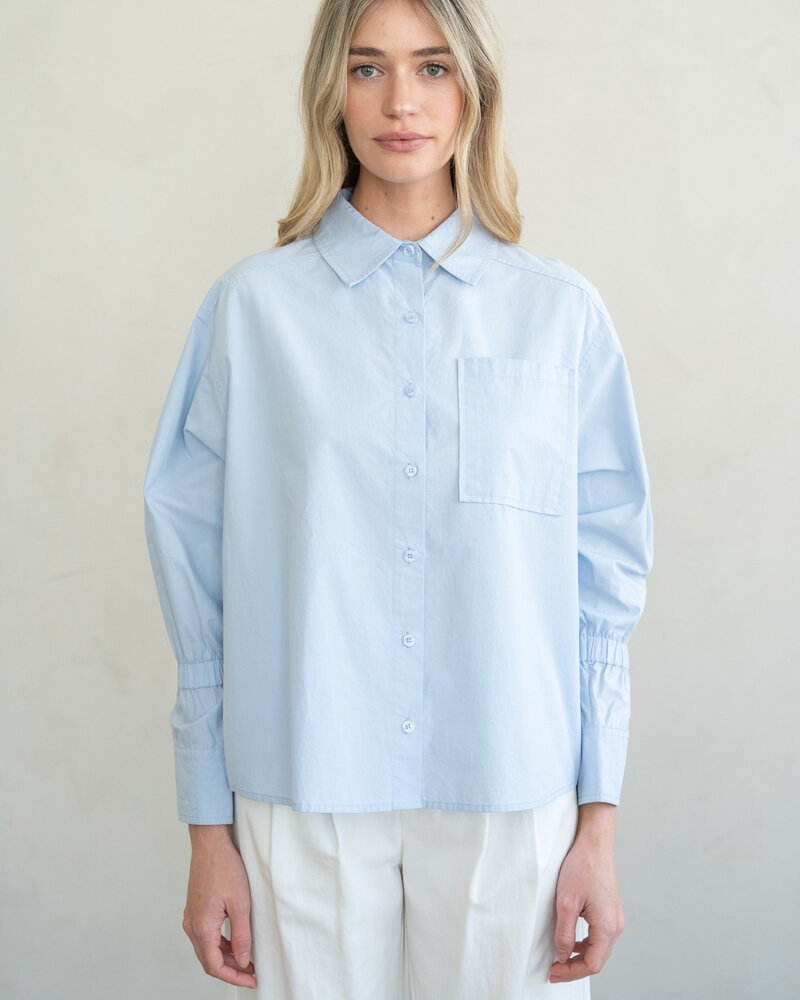 Gathered Sleeve Blouse | Blue
