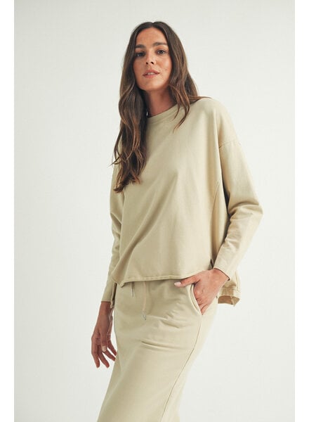 Lanie Long Sleeve Jersey Top | Taupe