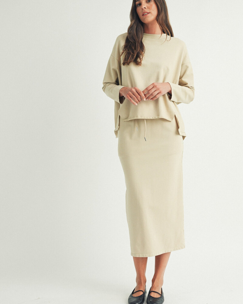 Lanie Long Sleeve Jersey Top | Taupe