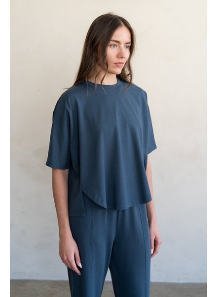 Adley Crew Top | Charcoal Blue