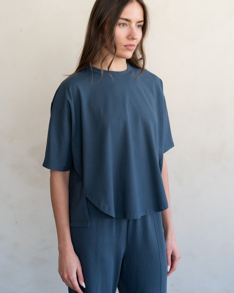 Adley Crew Top | Charcoal Blue