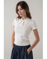 Scalloped Collar Knit Polo