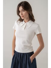 Scalloped Collar Knit Polo