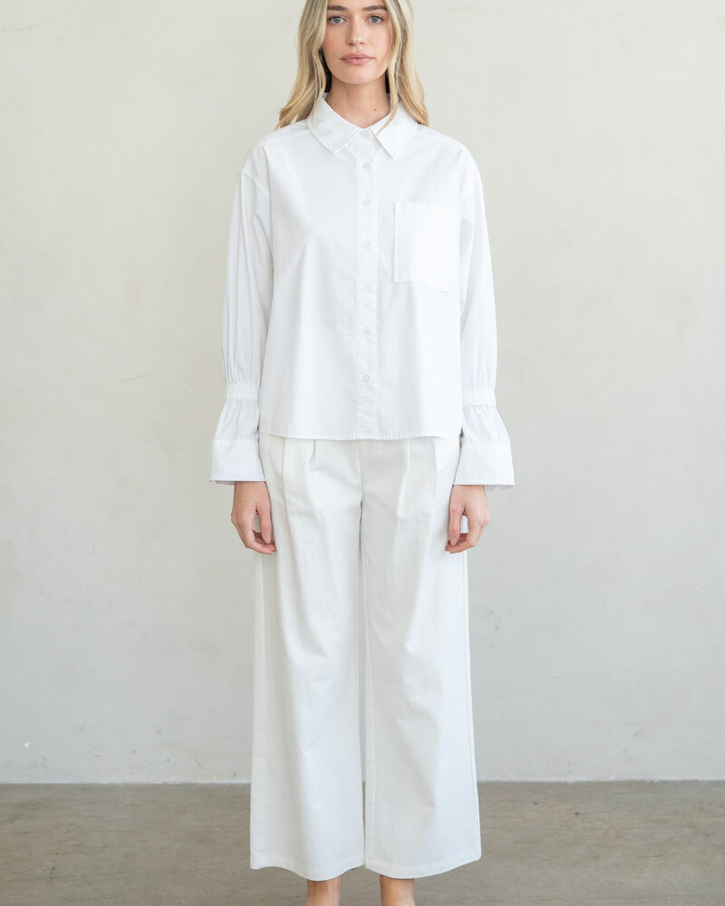 Gathered Sleeve Blouse | White
