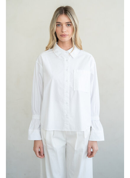 Gathered Sleeve Blouse | White