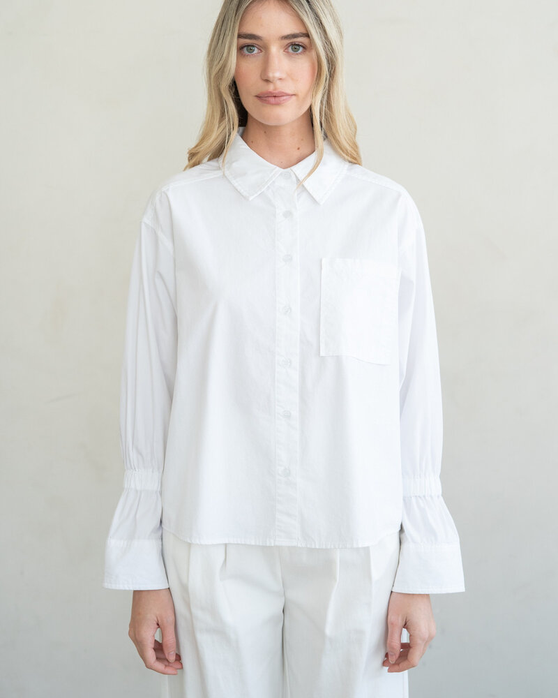 Gathered Sleeve Blouse | White