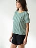 Soft Crew Neck Striped Tee | Green