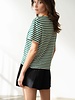 Soft Crew Neck Striped Tee | Green