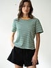 Soft Crew Neck Striped Tee | Green