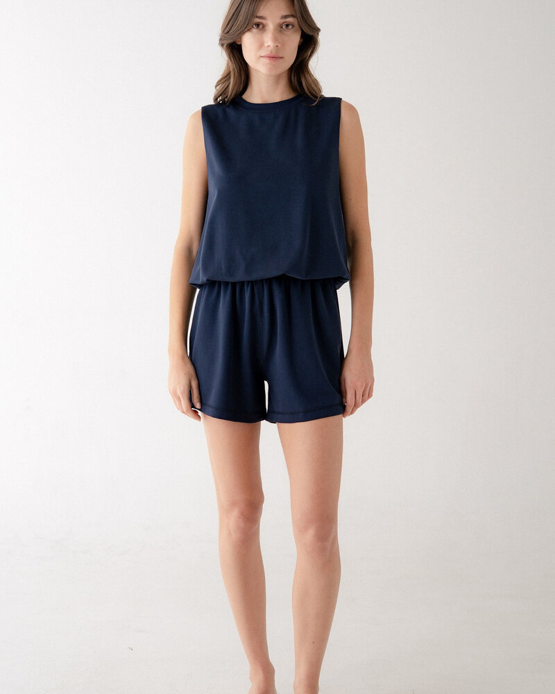 Lockie Bubble Hem Tank | Navy