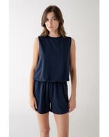 Lockie Bubble Hem Tank | Navy
