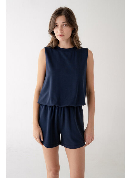 Lockie Bubble Hem Tank | Navy