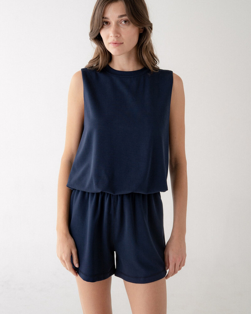 Lockie Bubble Hem Tank | Navy