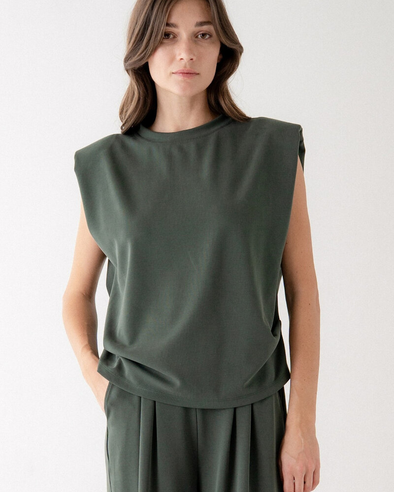 Collings Top With Shoulder Pads | Forest