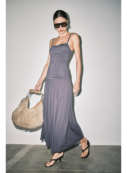 Maya Shirred Bodice Maxi Slip Dress | Ink