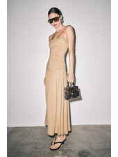 Maya Shirred Bodice Maxi Slip Dress | Sand