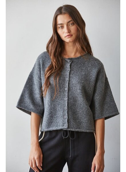 Tobi Knit Cardigan Top | Charcoal