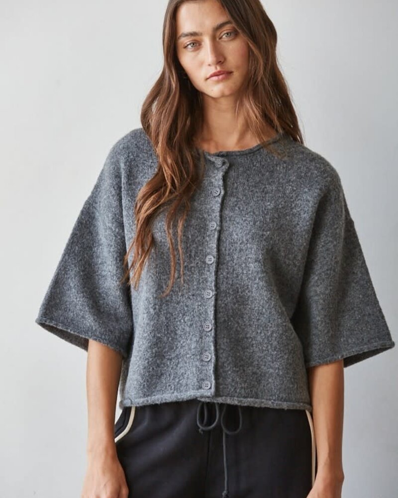 Tobi Knit Cardigan Top | Charcoal