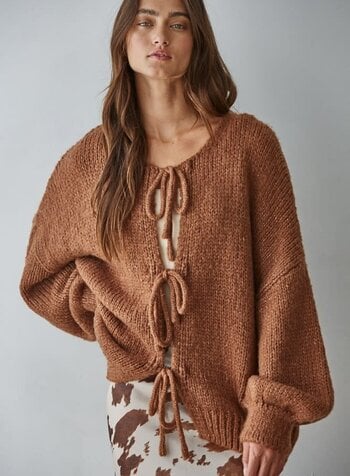 Sadie Tie Front Cardigan | Brown