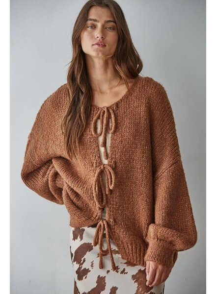 Sadie Tie Front Cardigan | Brown