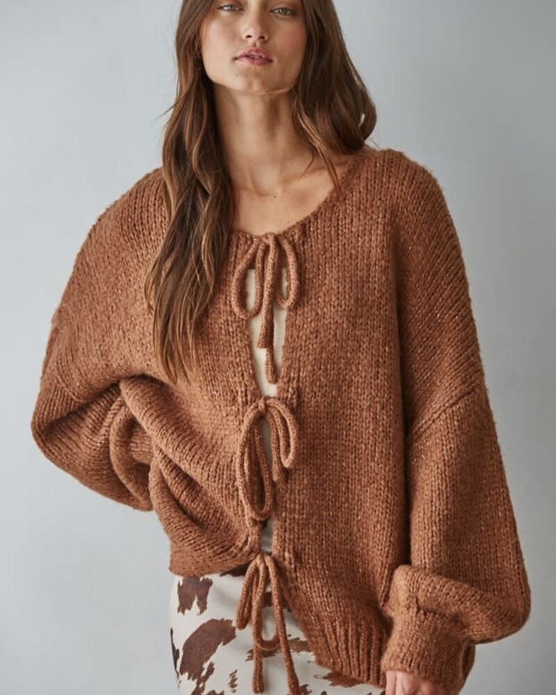 Sadie Tie Front Cardigan | Brown