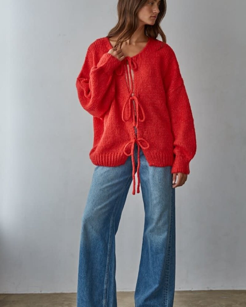 Sadie Tie Front Cardigan | Red