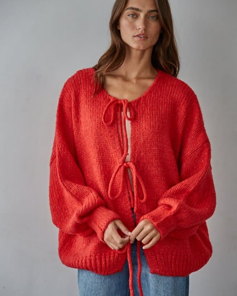 Sadie Tie Front Cardigan | Red