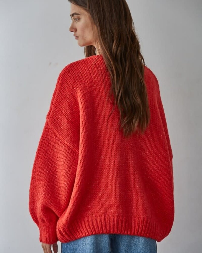 Sadie Tie Front Cardigan | Red