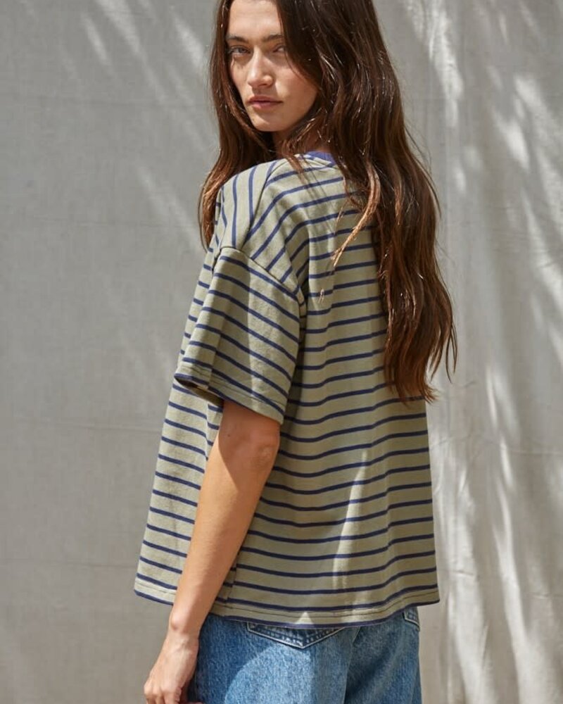 Landon Striped Tee | Olive