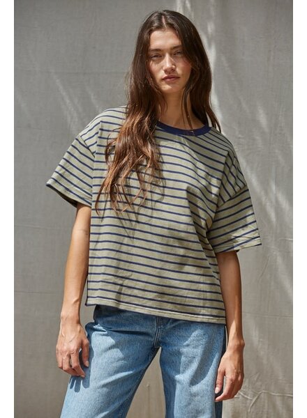 Landon Striped Tee | Olive
