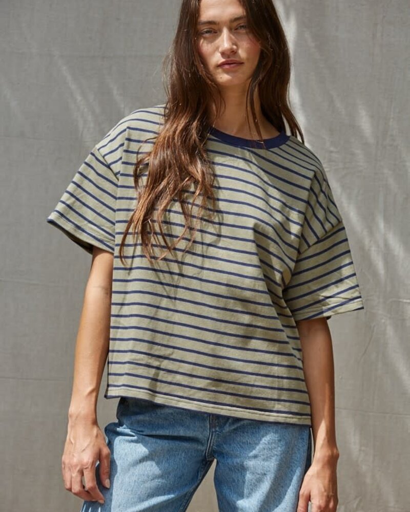 Landon Striped Tee | Olive