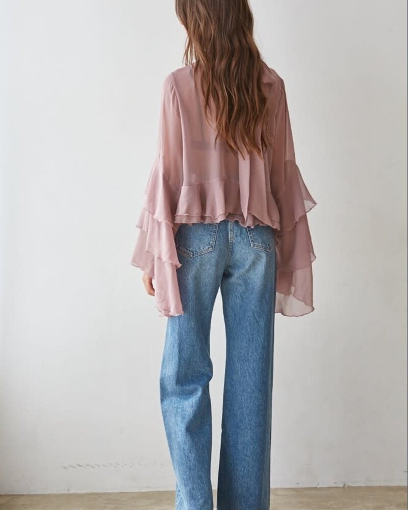 Baroque Flared Cuff Crop Top | Mauve