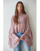 Baroque Flared Cuff Crop Top | Mauve