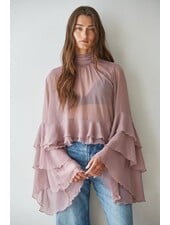 Baroque Flared Cuff Crop Top | Mauve