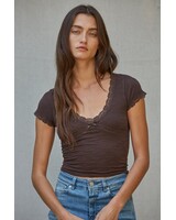 Love Lace Trim Top | Brown