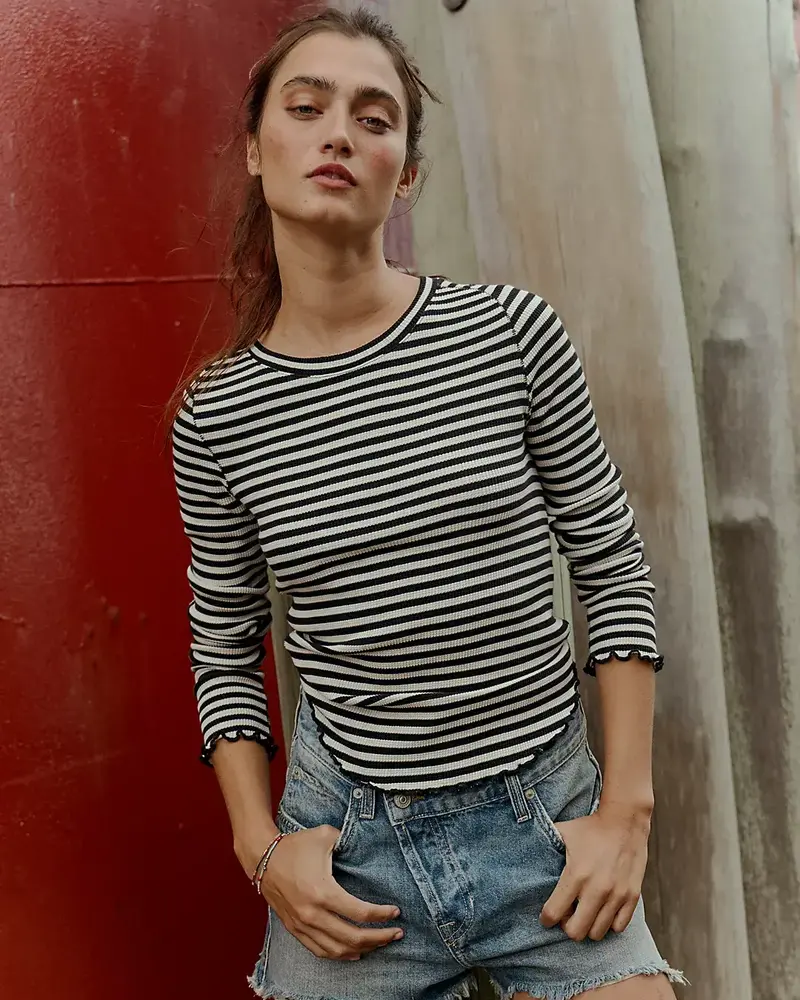 Free People Easy Does It Striped Tee | Black