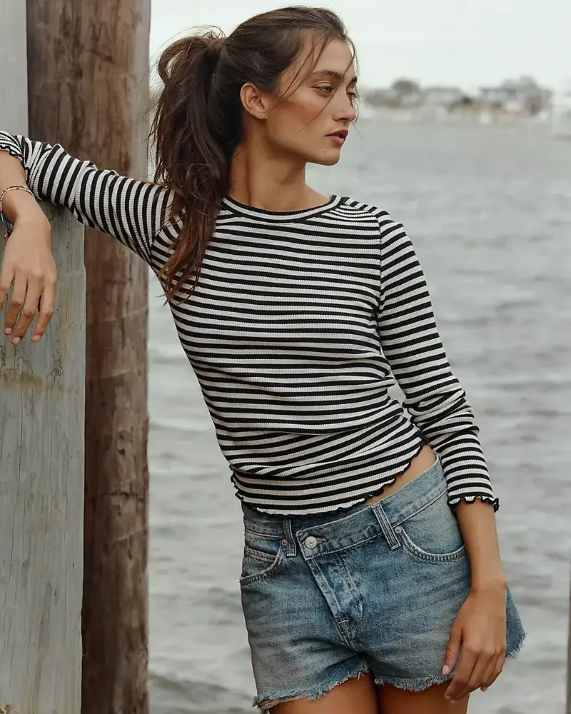Free People Easy Does It Striped Tee | Black