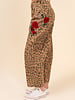 Rose Embroidered Leopard Barrel Jeans