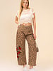 Rose Embroidered Leopard Barrel Jeans