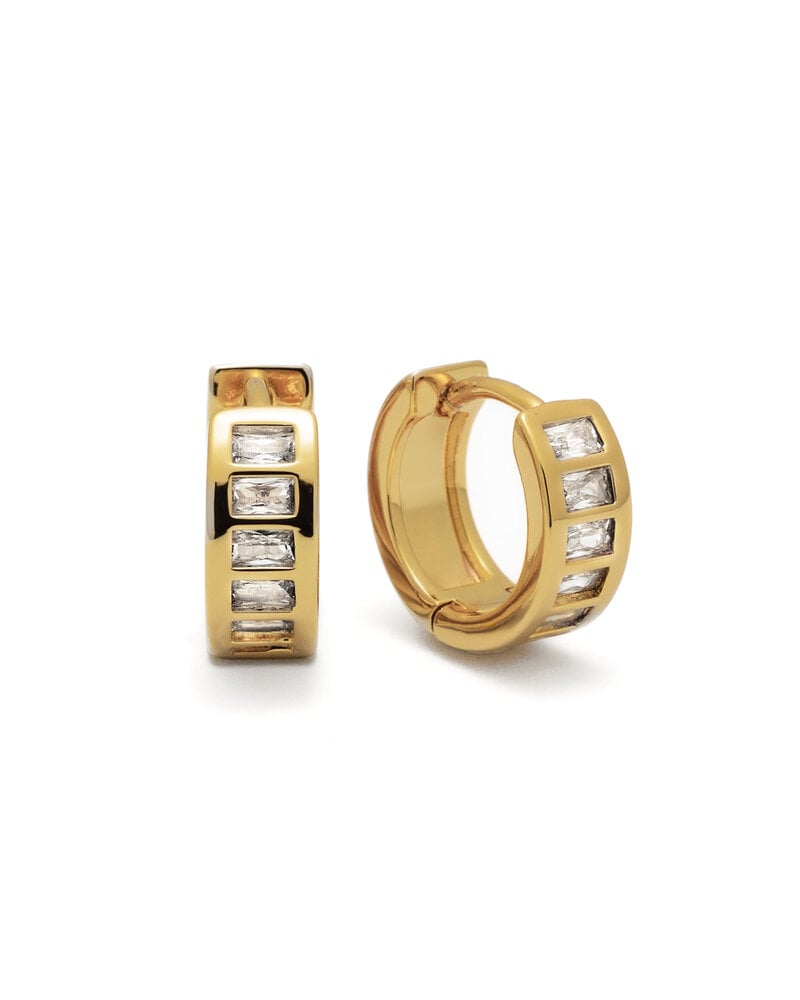 Brenda Grands Baguette Huggie Earrings | 18K Gold
