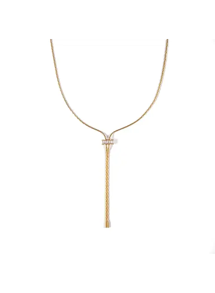 Brenda Grands Baguette Lariat Necklace | 18K Gold