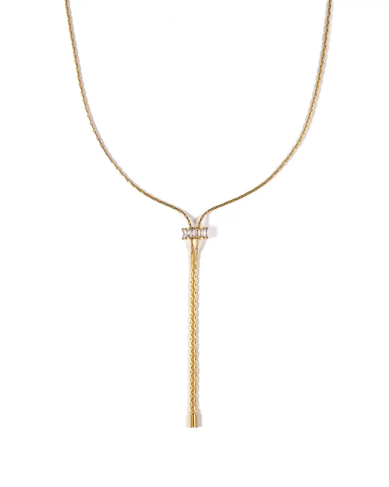 Brenda Grands Baguette Lariat Necklace | 18K Gold