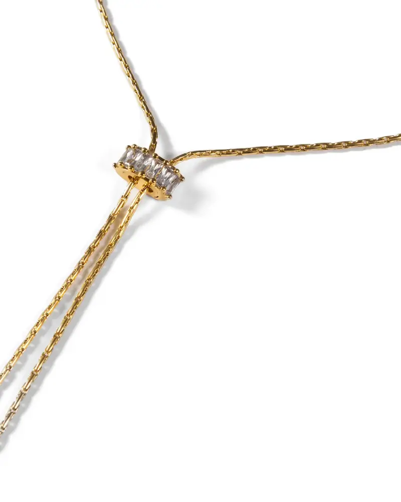 Brenda Grands Baguette Lariat Necklace | 18K Gold