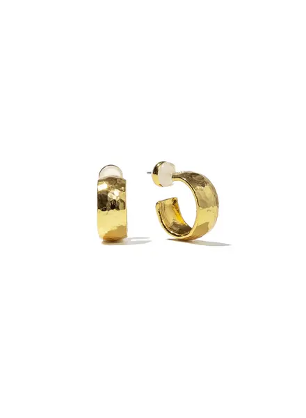 Brenda Grands Mini Hammered Hoops | 24K Gold