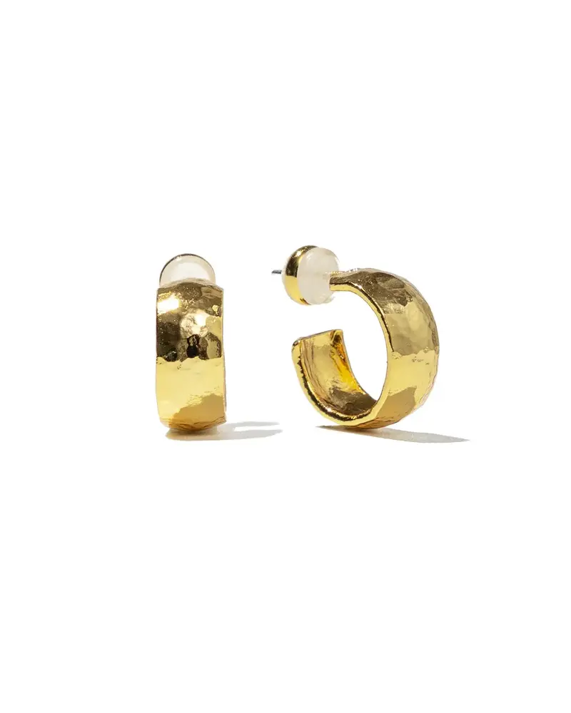 Brenda Grands Mini Hammered Hoops | 24K Gold