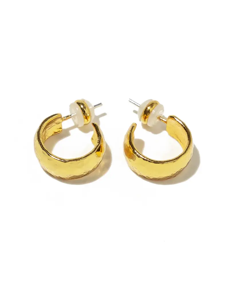 Brenda Grands Mini Hammered Hoops | 24K Gold