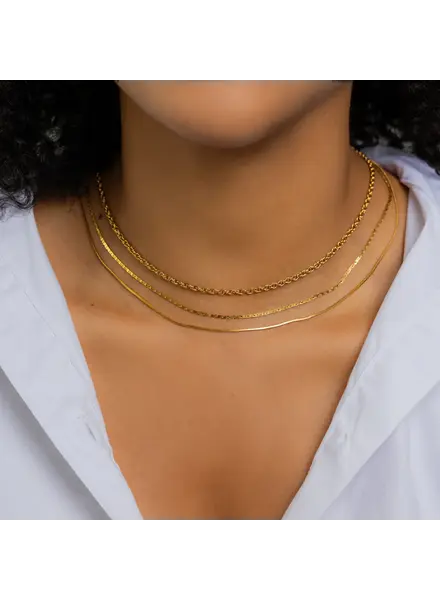 Brenda Grands 3 in 1 Layer Rope Necklace | Waterproof Gold