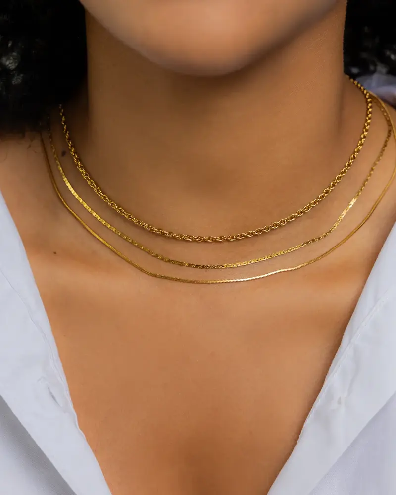 Brenda Grands 3 in 1 Layer Rope Necklace | Waterproof Gold